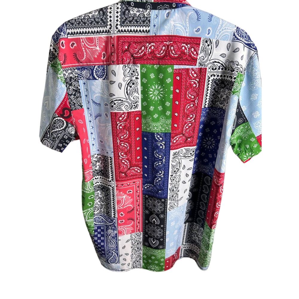 Stretch Drill Clothing Bandana Shirt Mens Sz S Multicolor Button Up Short Sleeve - Picture 3 of 11